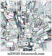 um, vista aérea, de, um, cidade um, vista aérea, de, um, cidade