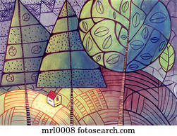 A house among trees and farm land A house among trees and farm land