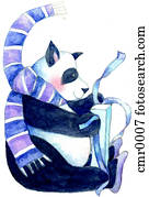 um, panda, desgastar, um, echarpe