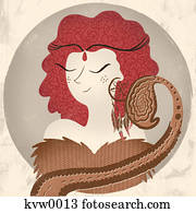 肖像画, の, a, 女