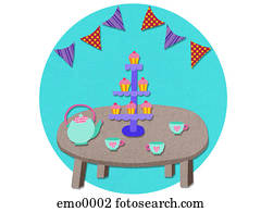 A dessert table with tea