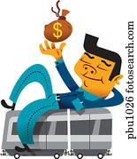 A man holding a bag of money