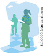 A nurse writing notes on a clipboard A nurse writing notes on a clipboard