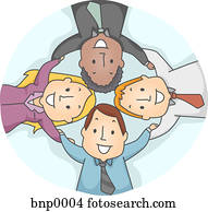 Business people huddled in a circle