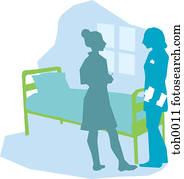 Two doctors talking in a hospital room