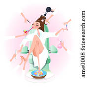 um, mulher, em, um, salão, obtendo, amimalhado