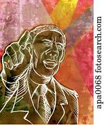 A man pointing his finger