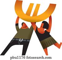 a, mann frau, halten aufwärts, a, eurozeichen