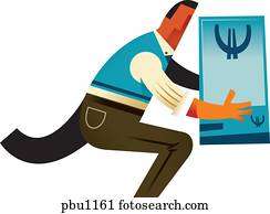 a, mann, halten, a, euro