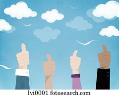 Four hands giving a thumbs up