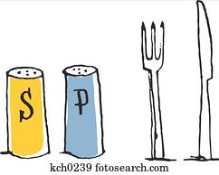 Salt and pepper and cutlery