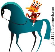 um, rei, ligado, um, cavalo