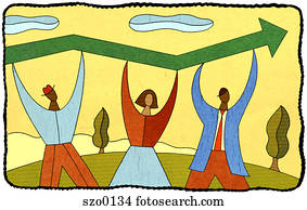 business people holding up a graph
