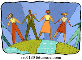 people holding hands accross the world