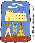 three people supporting a company