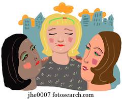 duas mulheres, consolar, seu, amigo