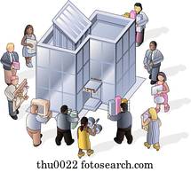 people carrying things into the office