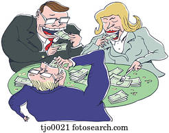 business people eating money