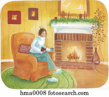 reading by the fireplace
