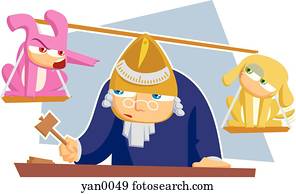 juez del tribunal, y, el, escalas de la justicia