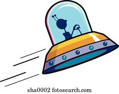 Alien flying a space craft