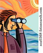 Businessman looking towards the future