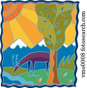 veado, bebendo, de, um, fluxo