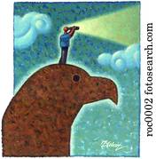 homem, ligado, águia