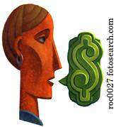 woman making money talk