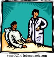 A nurse checking a patient's pulse