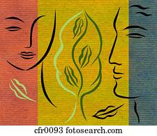 mann, frau, und, baum