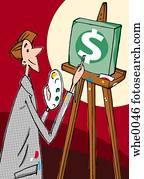 artist painting money