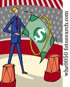 money jumping through hoops