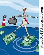 walking on money across water