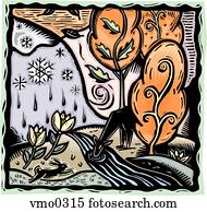 estações, em, natureza