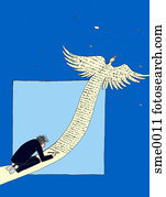 writer's, imaginação, vôo levando