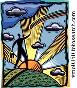 quadro, um, arco íris