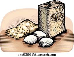 flour, eggs, and milk flour, eggs, and milk
