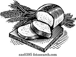 sliced fresh bread b/w