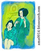 mother and daughter talking mother and daughter talking