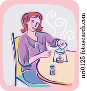 um, mulher, usando, aromatherapy