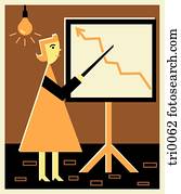 Businesswoman pointing to a growth chart