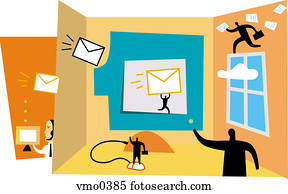 An illustration of people sending email