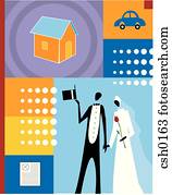 A wedding couple planning for their future