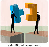 People putting two blocks together