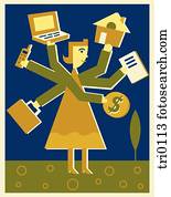 um, mulher, vida balançando, e, carreira