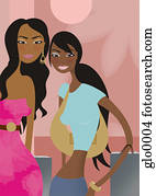 dois amigos, saída, shopping, junto