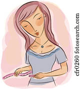 A woman measuring her waist line