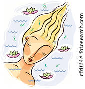 A woman soaking in a floral bath