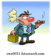 A portrait of a businessman smoking a cigar A portrait of a businessman smoking a cigar